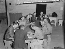 Meeting of the camp council, FSA camp, Farmersville, California, 1939. Creator: Dorothea Lange