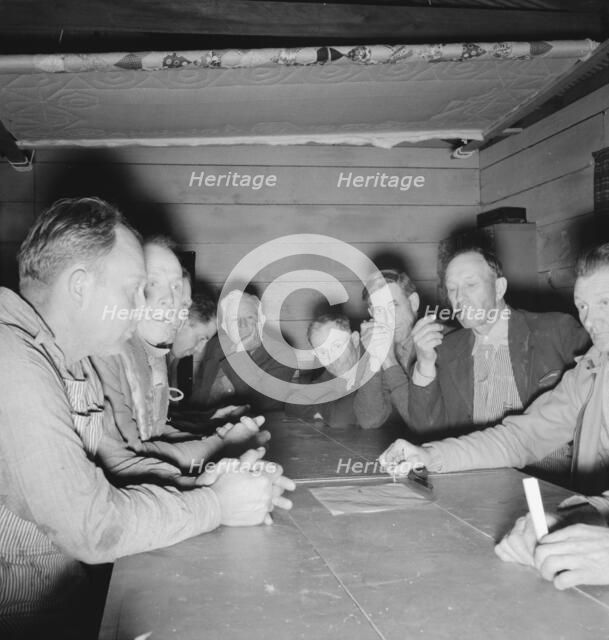 Meeting of the camp council, FSA camp, Farmersville, California, 1939. Creator: Dorothea Lange.