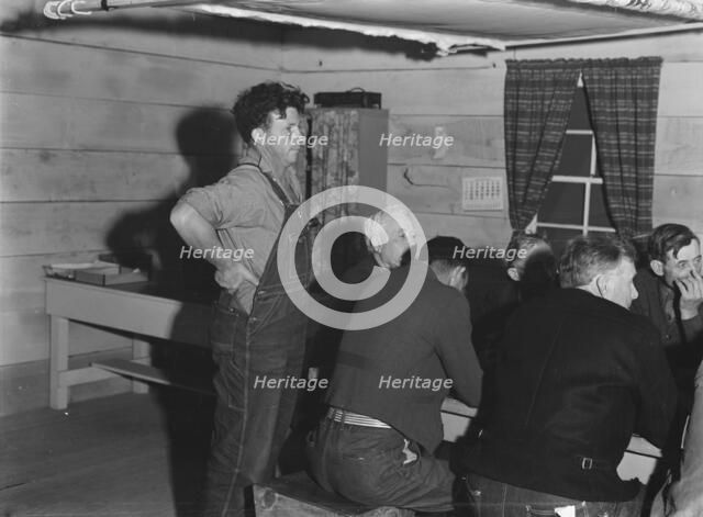 Meeting of the camp council, FSA camp, Farmersville, California, 1939. Creator: Dorothea Lange.