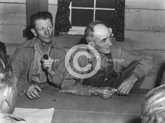 Meeting of the camp council, FSA camp, Farmersville, California, 1939. Creator: Dorothea Lange.