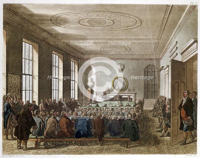 Meeting of the Agricultural Society, London, 1808-1810. Artist: Augustus Charles Pugin