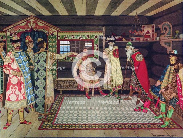 Meeting of the Kyivan Princes, 1907. Artist: Bilibin, Ivan Yakovlevich (1876-1942)