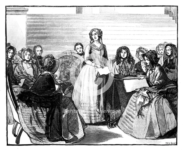 Meeting of the Ladies' Committee at Stafford House, mid-late 19th century, (1888).Artist: M G Gow