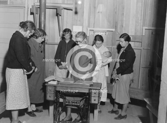 Meeting of the Mothers' Club in Arvin camp for migrant workers, FSA camp, California, 1938. Creator: Dorothea Lange.
