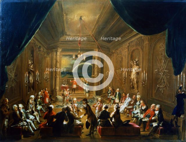 'Meeting of the Masonic Lodge, Vienna', 18th century. Artist: Anon