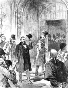 Meeting of the new Parliament: arrival of new Members in Westminster Hall, 1880. Creator: Unknown