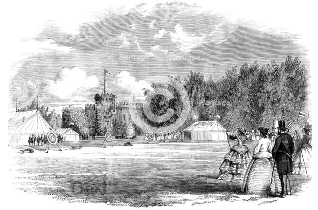 Meeting of the Worcestershire Archery Society in the Grounds of Lea Castle, Wolverley..., 1858. Creator: Unknown.