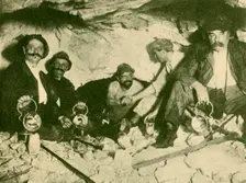 Meeting of the Two Boring Parties at the Final Piercing of the Lotchberg Tunnel c1930. Creator: Unknown