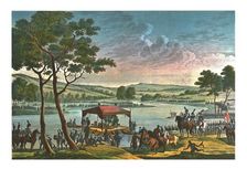 Meeting of the two Emperors, 25 June 1807, (c1850). Artist: François-Louis Couché