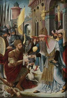 Meeting of Abraham and Melchizedek (inner, left wing of a triptych), c.1510-c.1520. Creator: Anon