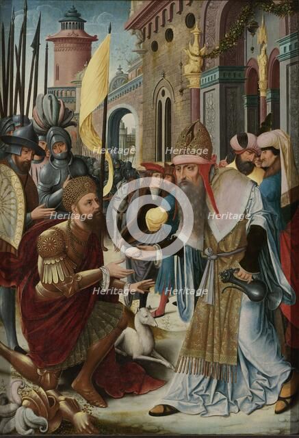 Meeting of Abraham and Melchizedek (inner, left wing of a triptych), c.1510-c.1520. Creator: Anon.