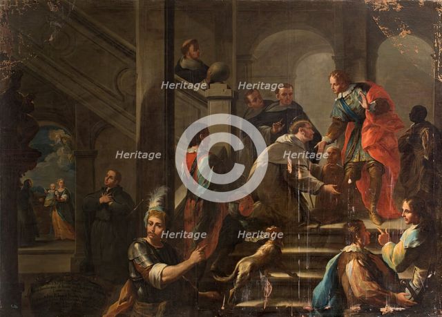 Meeting of Agustín Adorno with Saint Louis Bertrand in Valencia, c1738. Creator: Pedro Rodriguez de Miranda.