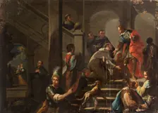 Meeting of Agustín Adorno with Saint Louis Bertrand in Valencia, c1738. Creator: Pedro Rodriguez de Miranda