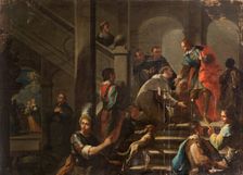 Meeting of Agustín Adorno with Saint Louis Bertrand in Valencia, c1738. Creator: Pedro Rodriguez de Miranda