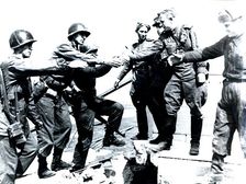 Meeting of American and Russian soldiers near Torgau, Germany, World War II, 25 April 1945