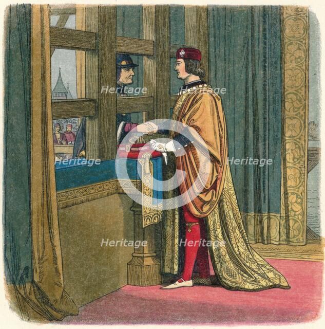 'Meeting of Edward IV and Louis XI at Pecquigny', 1475 (1864). Artist: James William Edmund Doyle.