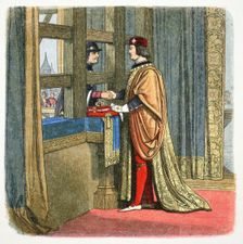 Meeting of Edward IV of England and Louis XI of France at Picquigny, France, 1475 (1864). Creator: James William Edmund Doyle