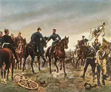 Meeting of King Wilhelm I and Crown Prince Friedrich Wilhelm at...Königgrätz, 3 July 1866, (1936). Creator: Unknown