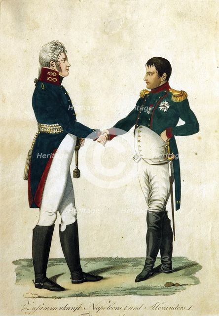Meeting of Napoleon and Alexander I, 1808. Artist: Anonymous  
