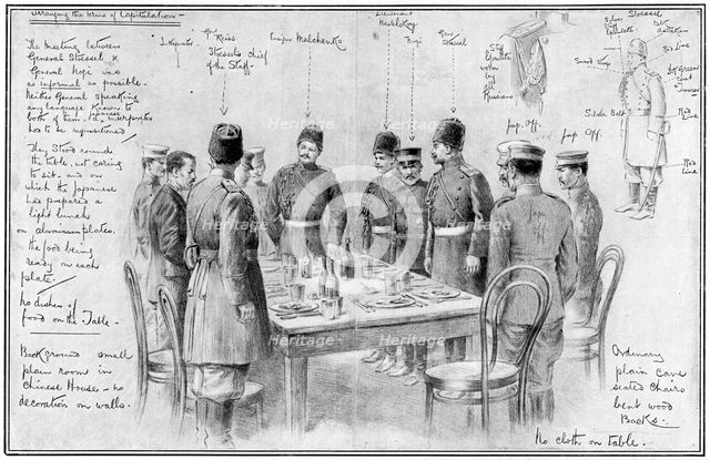 Meeting of opposing Generals, Russo-Japanese War, 1904-5. Artist: Unknown