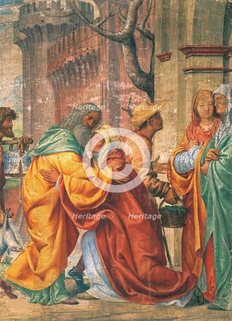 Meeting of Saints Joachim and Anne at the Golden Gate, c. 1520. Creator: Luini, Bernardino (ca. 1480-1532).