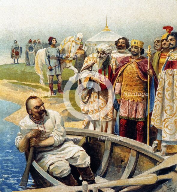 Meeting of Svyatoslav I with Emperor John Tzimiskes, 1903.