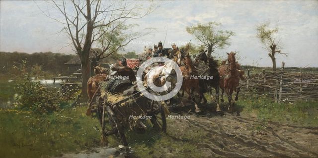 Meeting on a Bridge, 1884. Creator: Jozef Brandt.