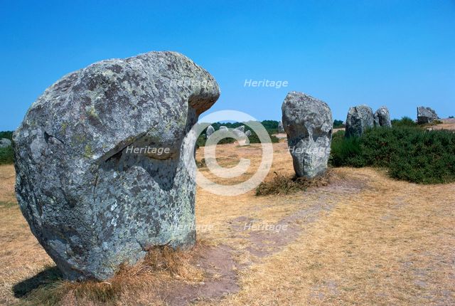 Megalithic alignments at Menec, 34th century BC. Artist: Unknown