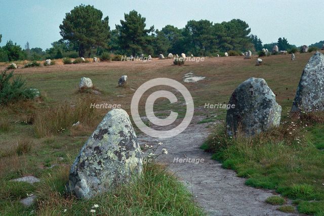 Megalithic alignments at Carnac, 34th century BC. Artist: Unknown