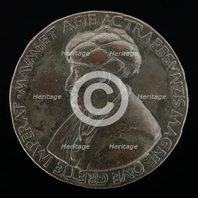 Mehmed II, 1430-1481, Sultan of the Turks 1451 [obverse], c. 1480. Creator: Bertoldo di Giovanni.