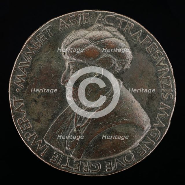 Mehmed II, 1430-1481, Sultan of the Turks 1451 [obverse], c. 1480. Creator: Bertoldo di Giovanni.
