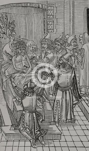 Mehmed II's soul is seized by the devil and Bajazet and Cem at his deathbed, 1481, (1496), 1877) Creator: Unknown.