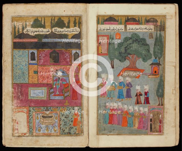 Mehmed III Enthroned (From Manuscript Mehmed III's Campaign in Hungary. Artist: Turkish master  