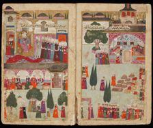 Mehmed III’s Coronation in the Topkapi Palace in 1595 (From Manuscript Mehmed III's Campaign in Hung Artist: Turkish master