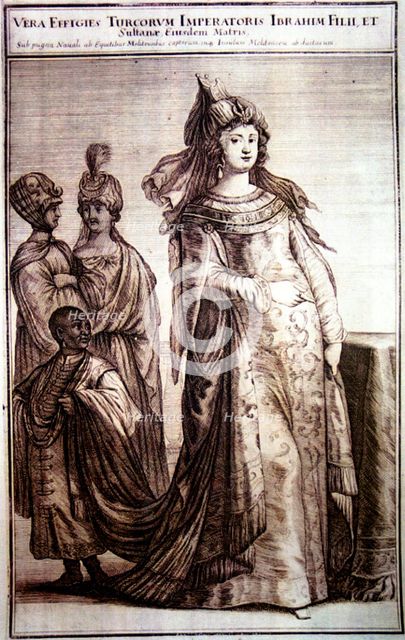 Mehpeyker Sultan with her court servants, 1647. Artist: Anonymous  