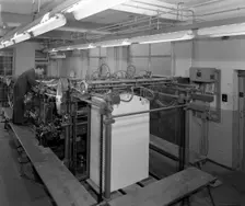 Meilhe two colour printing machine in operation at a printers, Mexborough, South Yorkshire, 1959. Creator: Michael Walters