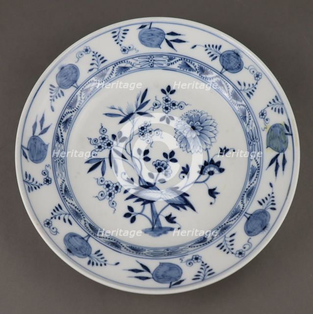 Meissen porcelain plate, onion pattern, 1774-1814. Creator: West European Applied Art.