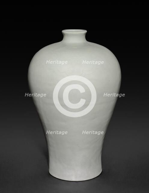 Meiping Vase with Cloud Collars and Peony Sprays, 1403-1424. Creator: Unknown.