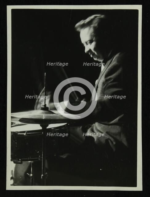 Mel Torme on the drums at the Bristol Hippodrome, 1950s. Artist: Denis Williams