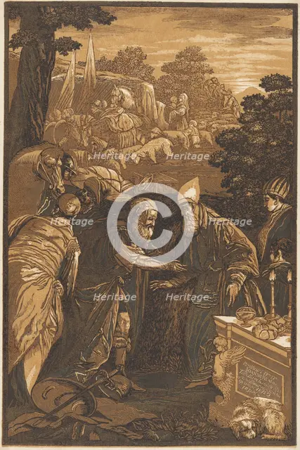 Melchisedech Blessing Abraham, 1743. Creator: John Baptist Jackson.