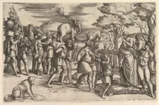 Melchizadek Offering Bread and Wine to Abraham, ca. 1547. Creator: Battista Franco Veneziano