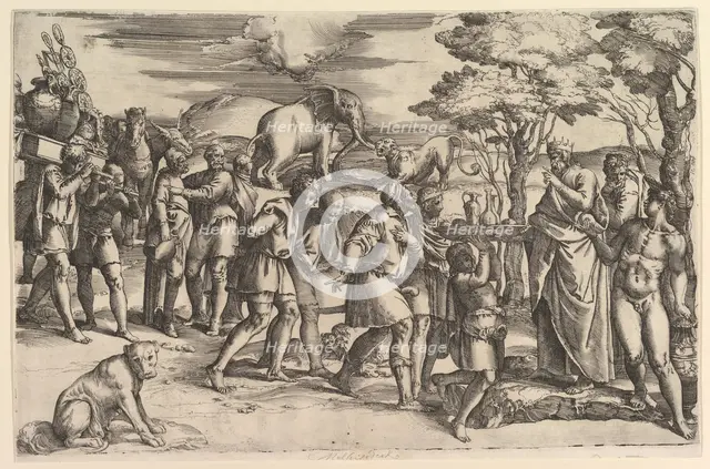 Melchizadek Offering Bread and Wine to Abraham, ca. 1547. Creator: Battista Franco Veneziano.