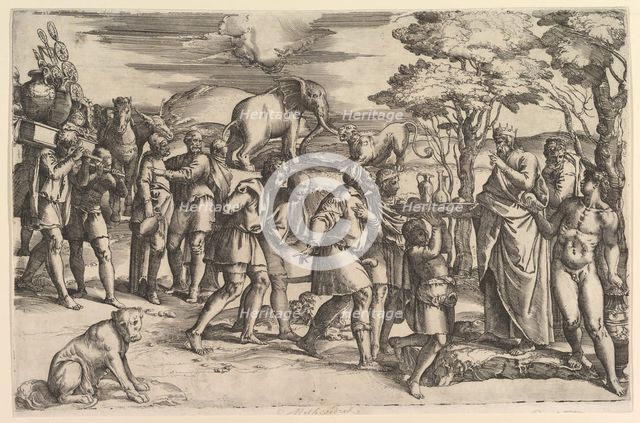 Melchizadek Offering Bread and Wine to Abraham, ca. 1547. Creator: Battista Franco Veneziano.