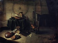 Melancholy II (Scientist in his studio) Dutch painting of 17th century. Artist: Isaak de Jouderville