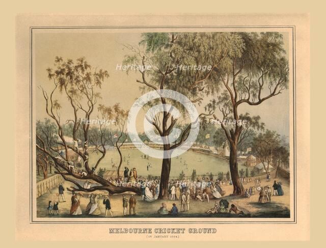 'Melbourne Cricket Ground, 1st January 1864'.  Creator: Unknown.