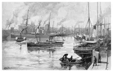 Melbourne from the Yarra, Victoria, Australia, 1886.Artist: Frederic B Schell