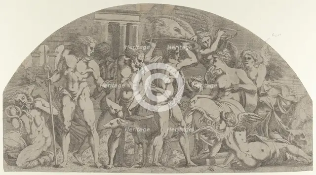Meleager Bringing the Boar's Head to Atalanta, 1540-45. Creator: Antonio Fantuzzi.