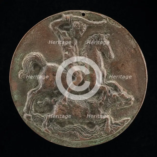Meleager on Horseback (Boar Hunting) [obverse], late 15th - early 16th century. Creator: Unknown.