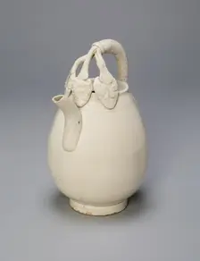 Melon-Shaped Ewer with Triple-Strand Handle and Floral Tendrils, Liao dynasty, 11th century. Creator: Unknown