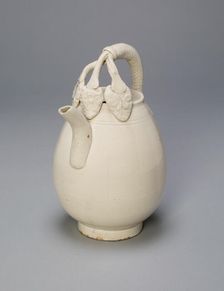 Melon-Shaped Ewer with Triple-Strand Handle and Floral Tendrils, Liao dynasty, 11th century. Creator: Unknown